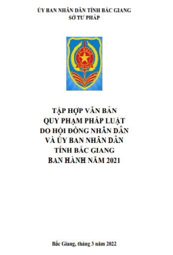 Tập hợp văn bản quy phạm pháp luật do Hội đồng nhân dân, Ủy ban nhân dân tỉnh Bắc Giang ban hành...